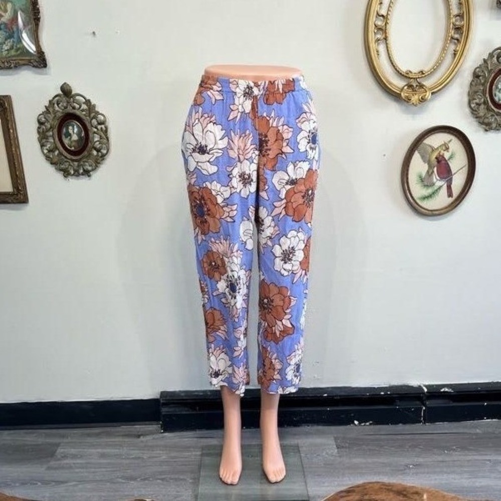 Wilfred‎ Aritzia VCRP Floral Wide Leg Crop Pants - Blue/Orange